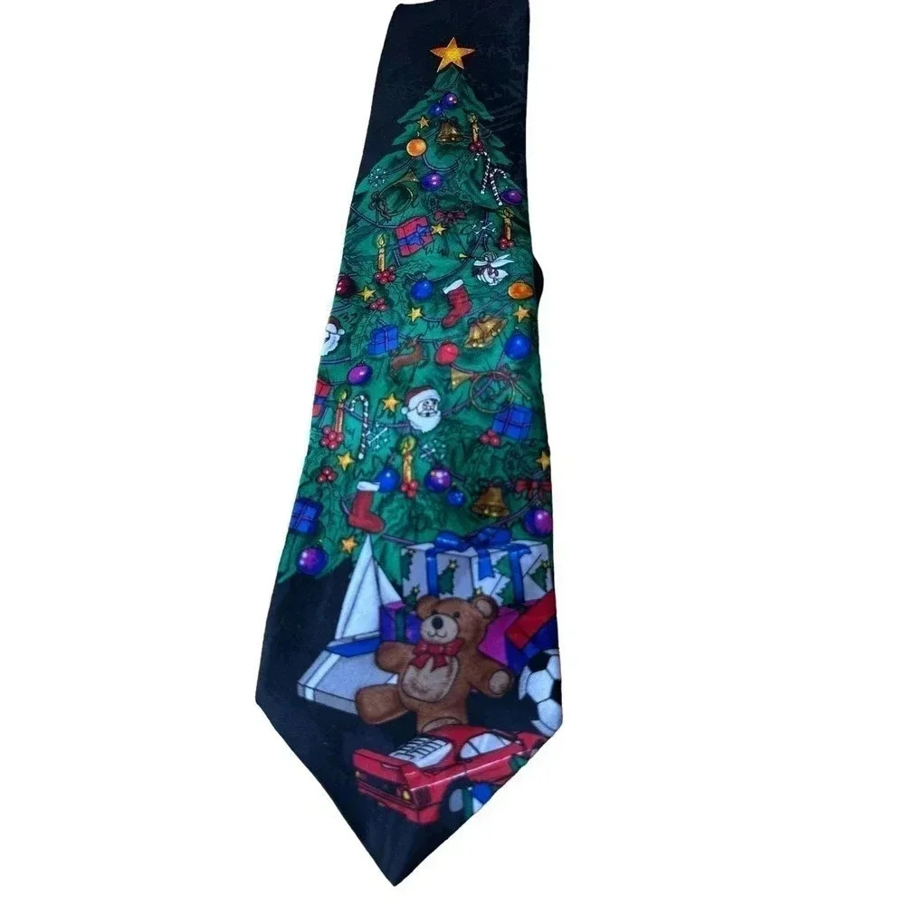 Addiction Men's Green Black Christmas Tree Ornaments Bolero Tie Size OS